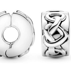 Brand NEW Authentic Pandora Knotted Hearts Clip Charm Jewelry S925 ALE Silver